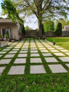 block of grass grass pavement block grass